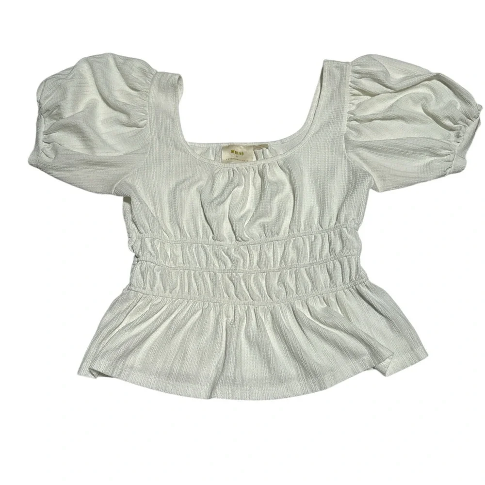 Anthropologie Maeve White‎ Puff Sleeve Blouse